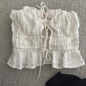 Abercrombie & Fitch White Lace-Up Crop Top